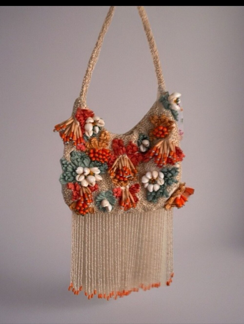 NEW Viral Beaded Fringe Seashell 3D Multicolor Coastal Shoulder Bag